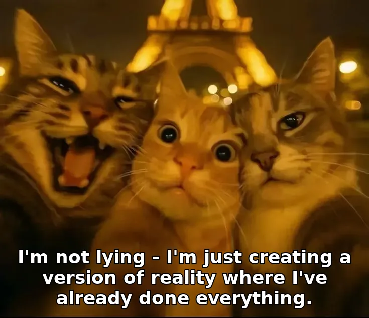 I'm not lying - I'm just creating a version of reality where I've already done …