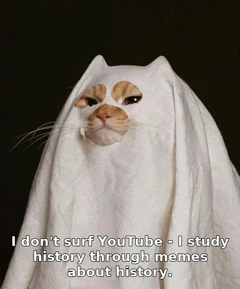 I don't surf YouTube - I study history through memes about history.
