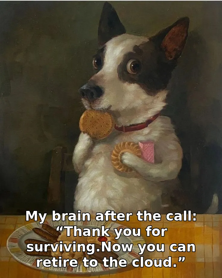 My brain after the call: “Thank you for surviving.Now you can retire to the clo…