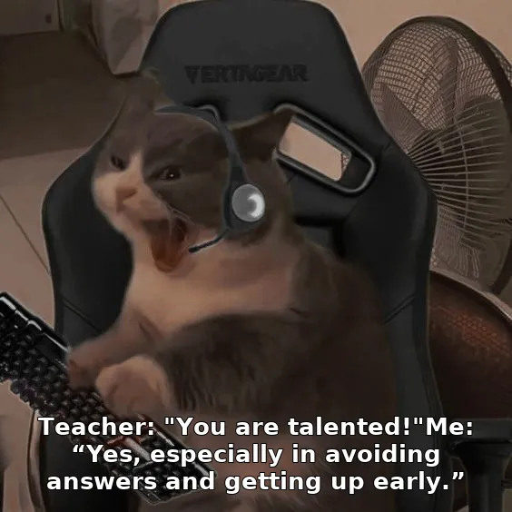 Teacher: "You are talented!"Me: “Yes, especially in avoiding answers and gettin…