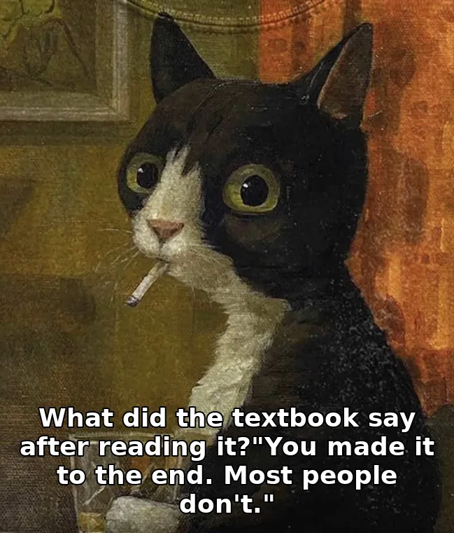 What did the textbook say after reading it?"You made it to the end. Most people…