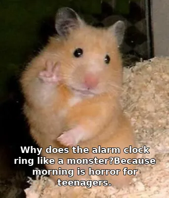 Why does the alarm clock ring like a monster?Because morning is horror for teen…