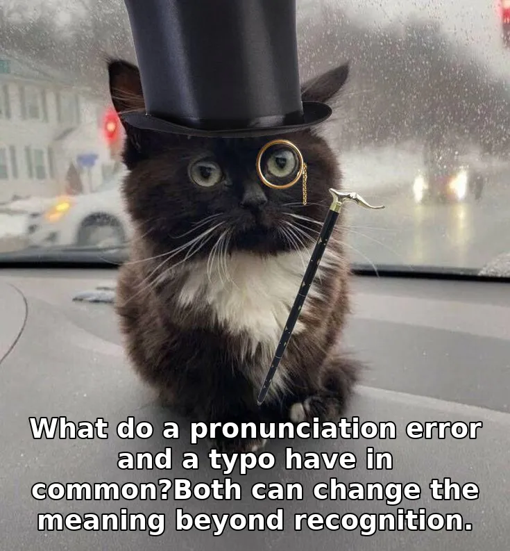 What do a pronunciation error and a typo have in common?Both can change the mea…