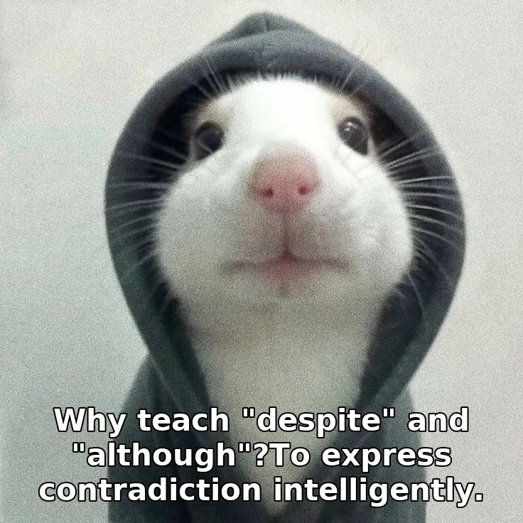 Why teach "despite" and "although"?To express contradiction intelligently.