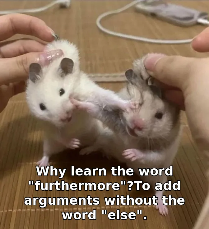 Why learn the word "furthermore"?To add arguments without the word "else".