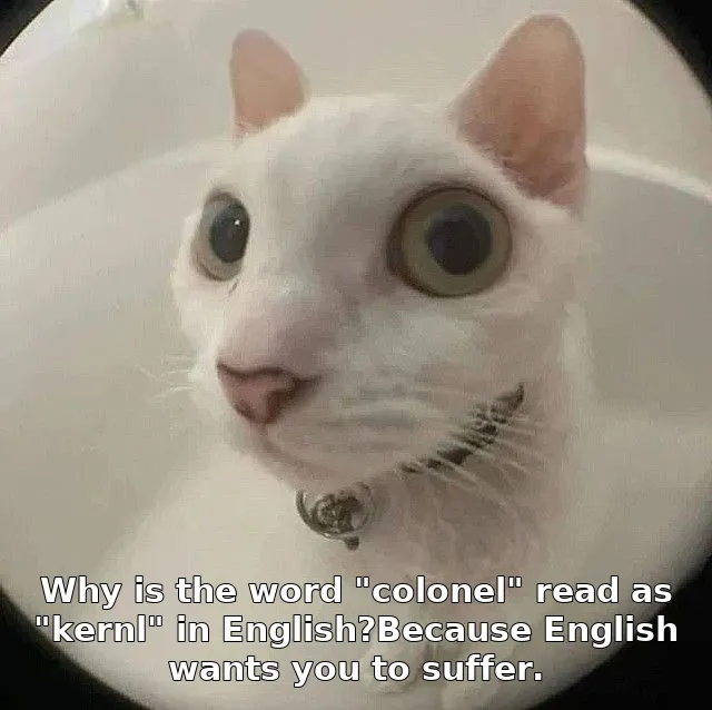 Why is the word "colonel" read as "kernl" in English?Because English wants you …