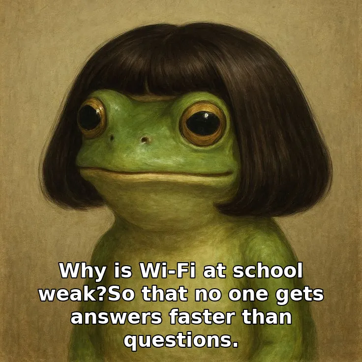 Why is Wi-Fi at school weak?So that no one gets answers faster than questions.