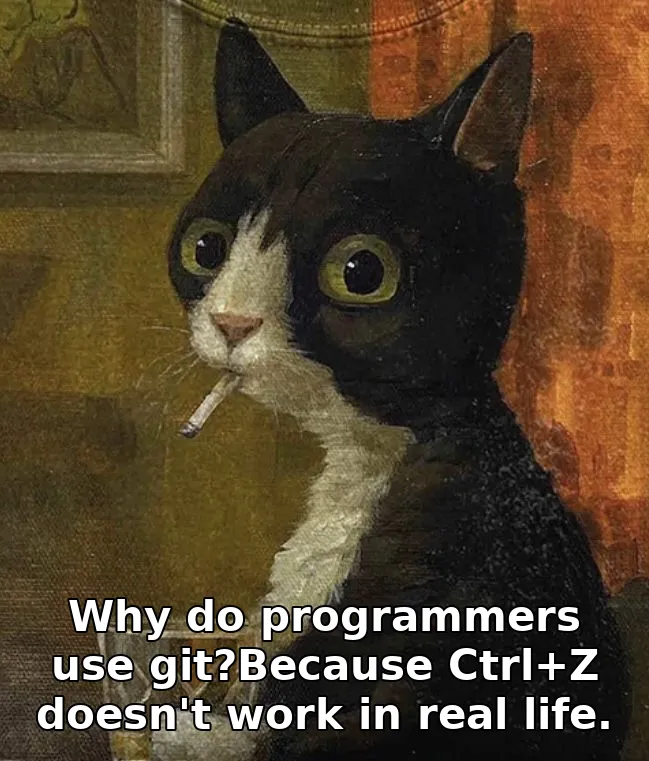 Why do programmers use git?Because Ctrl+Z doesn't work in real life.