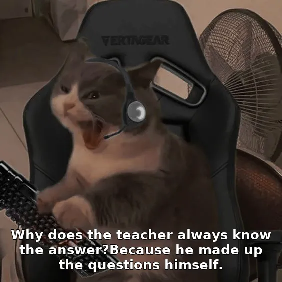Why does the teacher always know the answer?Because he made up the questions himself.