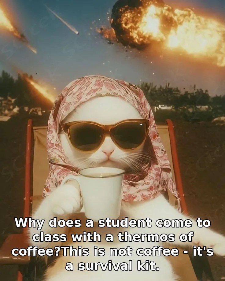 Why does a student come to class with a thermos of coffee?This is not coffee - …