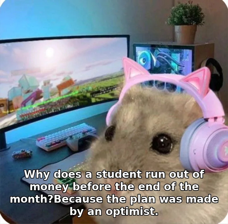 Why does a student run out of money before the end of the month?Because the pla…