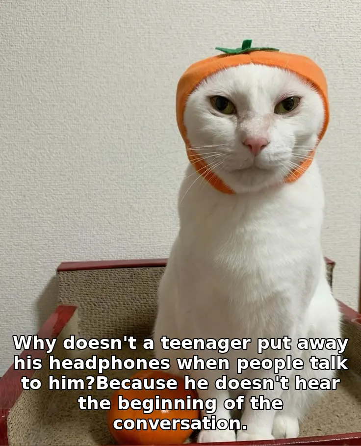 Why doesn't a teenager put away his headphones when people talk to him?Because …
