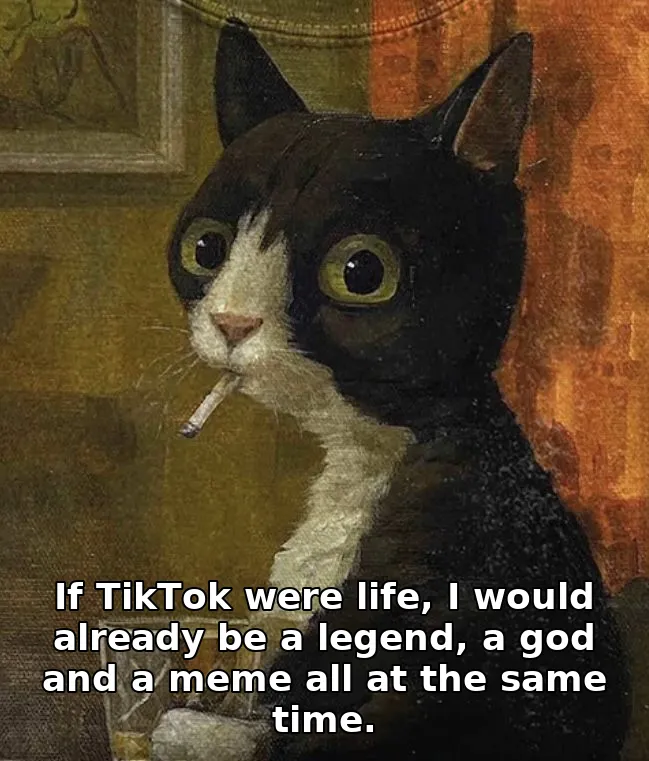If TikTok were life, I would already be a legend, a god and a meme all at the s…