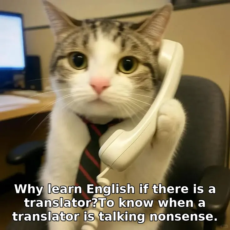 Why learn English if there is a translator?To know when a translator is talking…