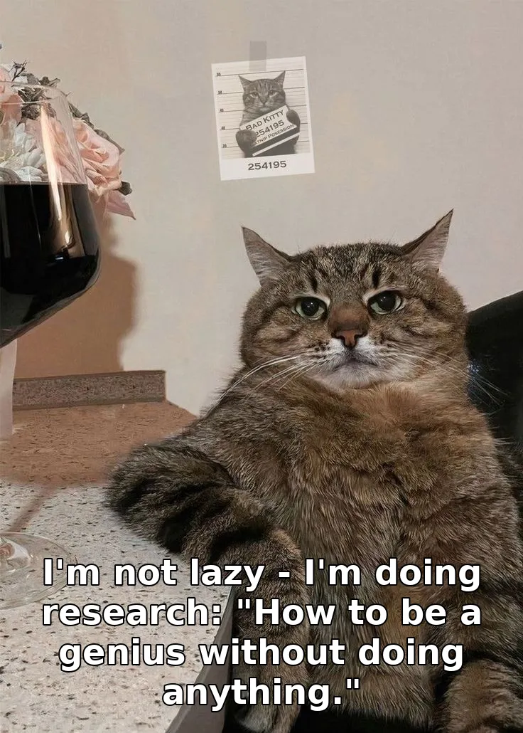 I'm not lazy - I'm doing research: "How to be a genius without doing anything."