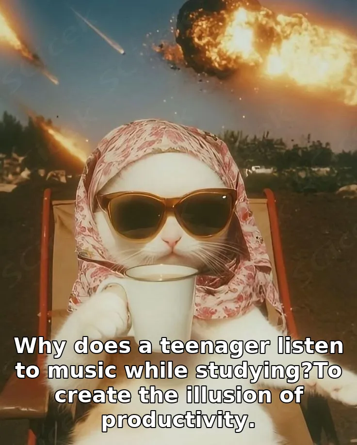 Why does a teenager listen to music while studying?To create the illusion of pr…