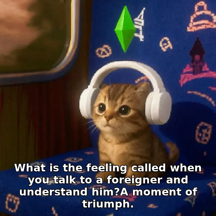 What is the feeling called when you talk to a foreigner and understand him?A moment of triumph.