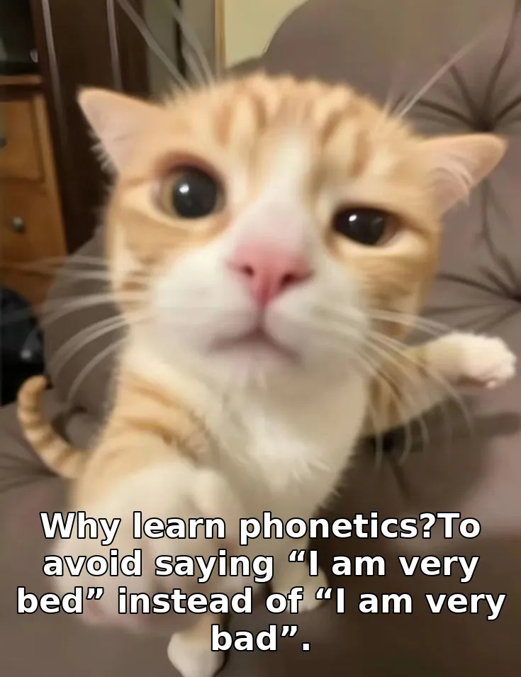 Why learn phonetics?To avoid saying “I am very bed” instead of “I am very bad”.
