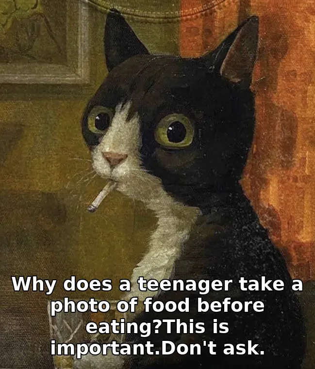 Why does a teenager take a photo of food before eating?This is important.Don't …