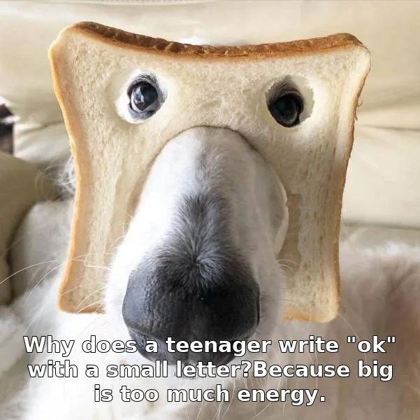 Why does a teenager write "ok" with a small letter?Because big is too much ener…