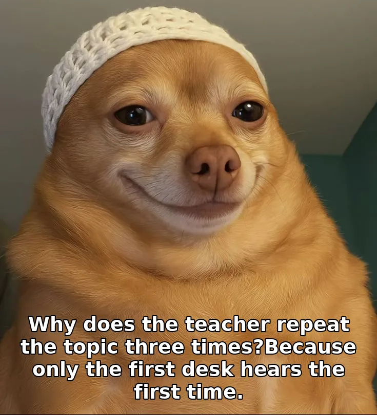 Why does the teacher repeat the topic three times?Because only the first desk h…