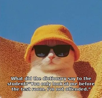 What did the dictionary say to the student?“You only look at me before the test…