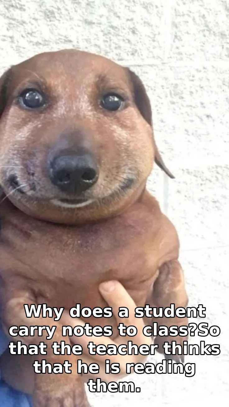 Why does a student carry notes to class?So that the teacher thinks that he is r…