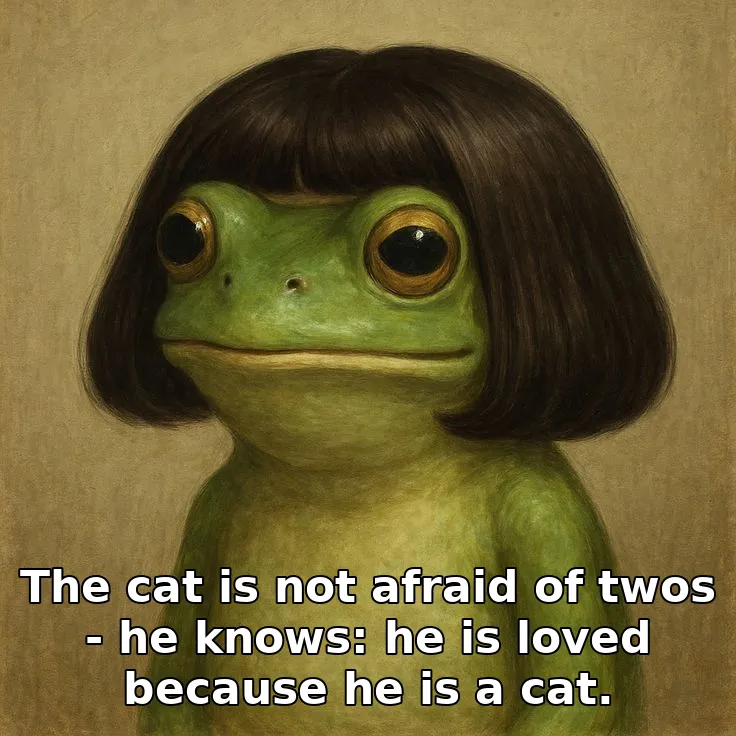 The cat is not afraid of twos - he knows: he is loved because he is a cat.