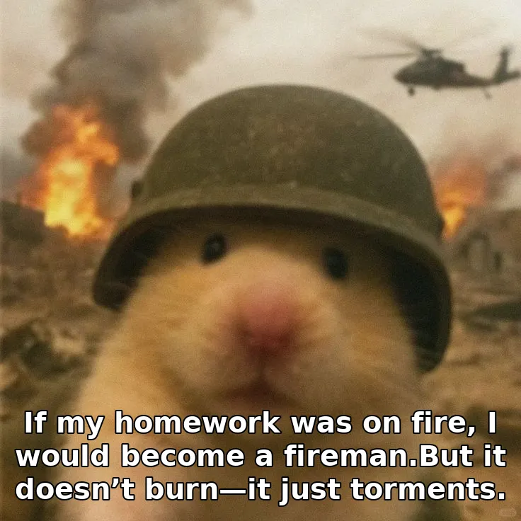 If my homework was on fire, I would become a fireman.But it doesn’t burn—it jus…