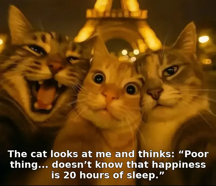 The cat looks at me and thinks: “Poor thing... doesn’t know that happiness is 2…