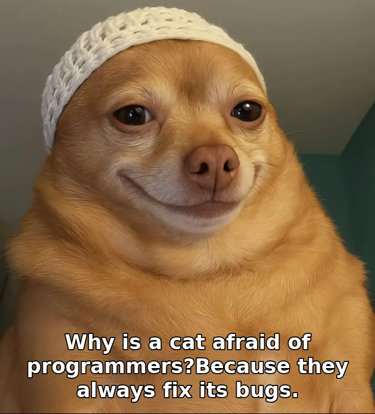 Why is a cat afraid of programmers?Because they always fix its bugs.