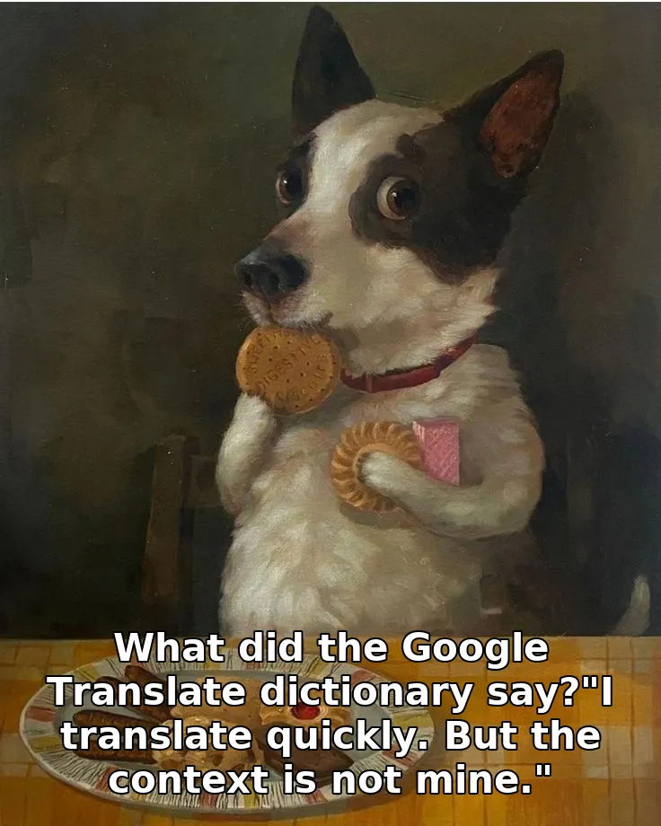 What did the Google Translate dictionary say?"I translate quickly. But the context is not mine."