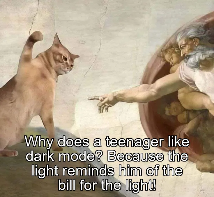 Why does a teenager like dark mode? Because the light reminds him of the bill f…