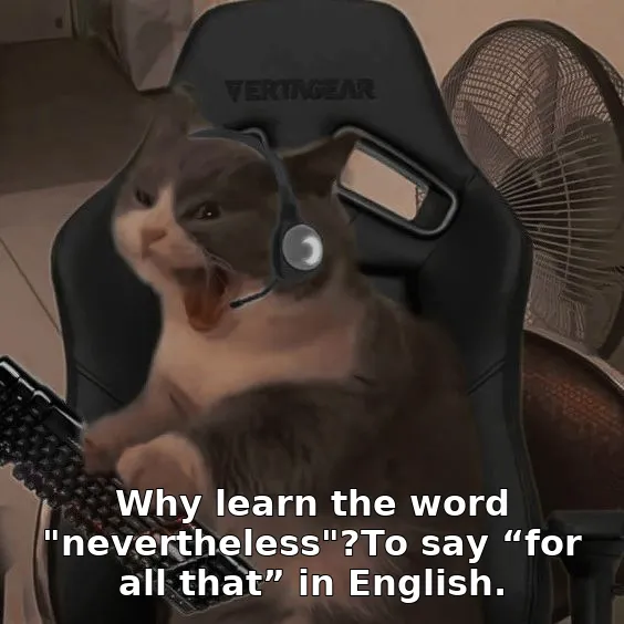 Why learn the word "nevertheless"?To say “for all that” in English.