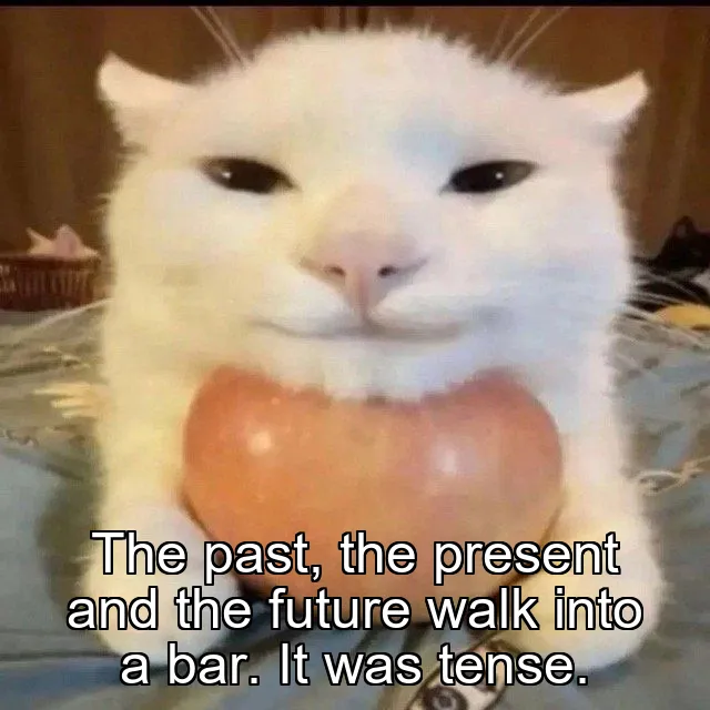 The past, the present and the future walk into a bar. It was tense.