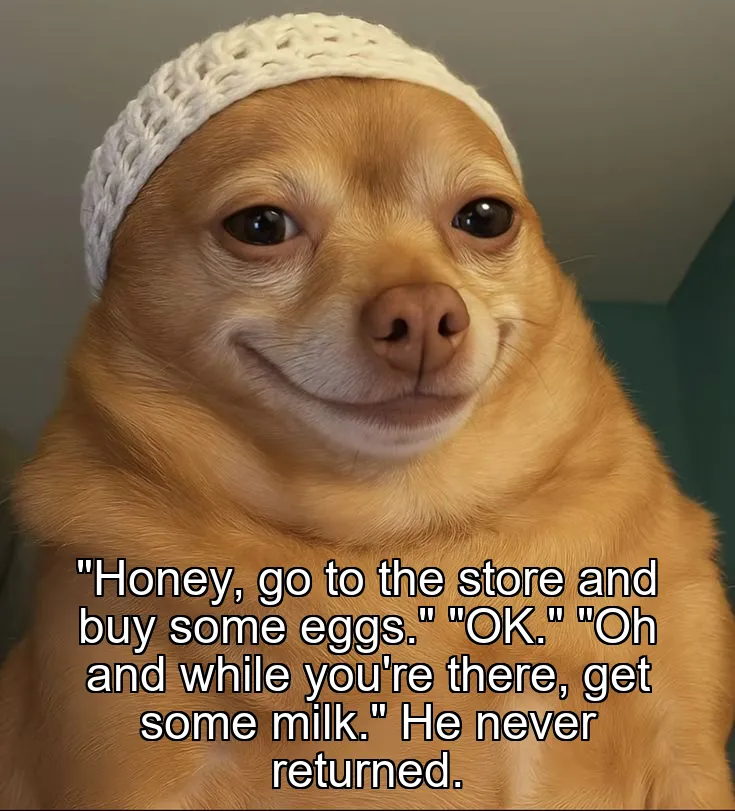 "Honey, go to the store and buy some eggs."
"OK."
"Oh and while you're there, get some milk."
He never returned.
