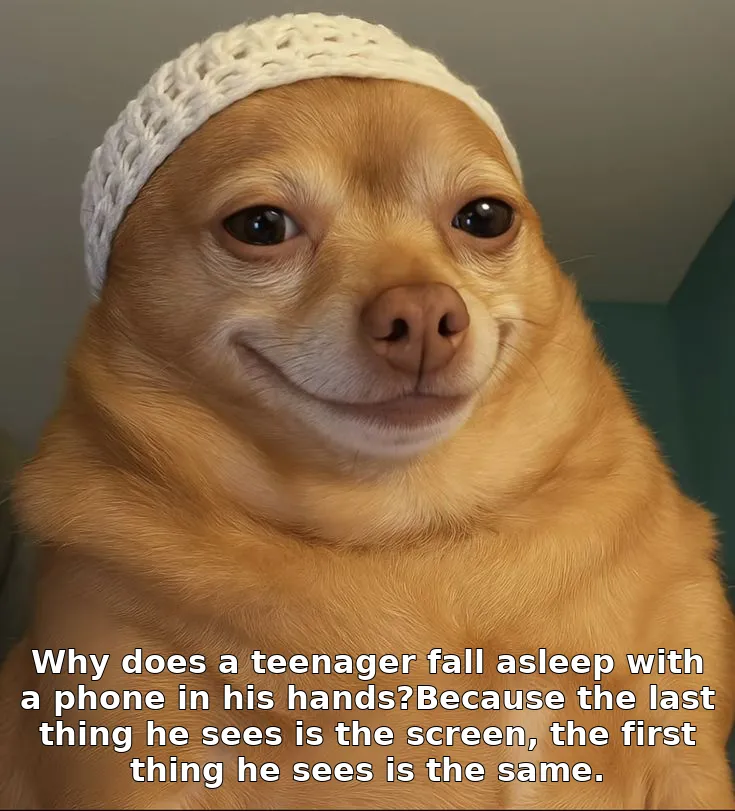 Why does a teenager fall asleep with a phone in his hands?Because the last thin…