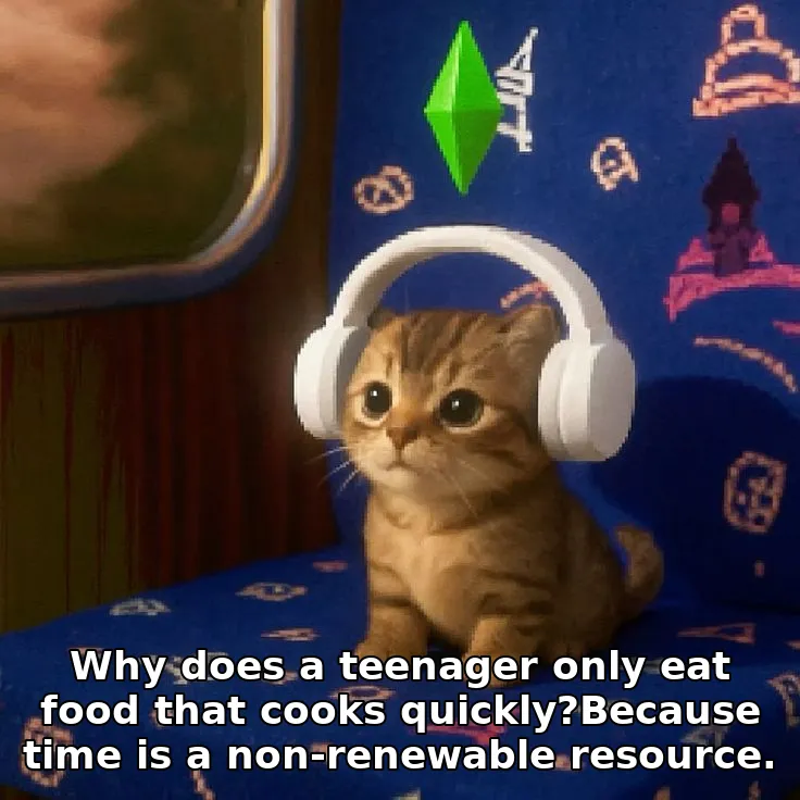 Why does a teenager only eat food that cooks quickly?Because time is a non-rene…