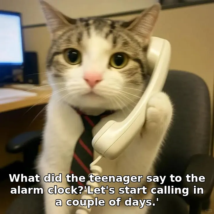 What did the teenager say to the alarm clock?'Let's start calling in a couple o…